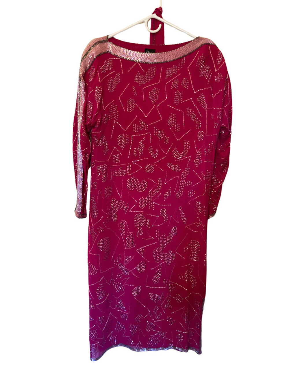 Vintage Diva Red Embroidered Silk Dress - size 8
